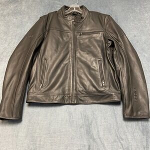 Sedici Quilted Delle Pelli Motorcycle Jacket Mens 44 Black Leather Outdoor